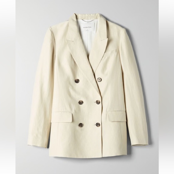 Aritzia Babaton Samuel Double-Breasted Linen Blazer-BNWT - Picture 2 of 9